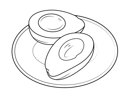 Avocado On A Plate Coloring Page